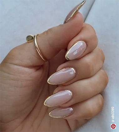 Gilded gold nude nail art 