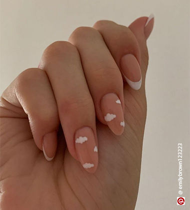 Cloud nude nail art