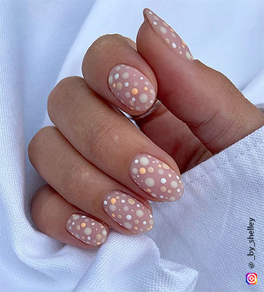 Polka dot nude nail art