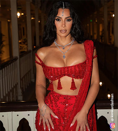 Kim Kardashian in Red at the Ambani wedding
