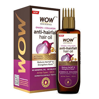 WOW Skin Science Onion & Collagen Hair Oil - Reduces Hairfall With Comb Applicator
