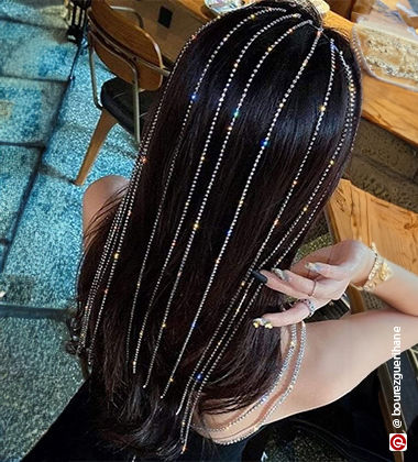 Straight hair with rhinestone headband
