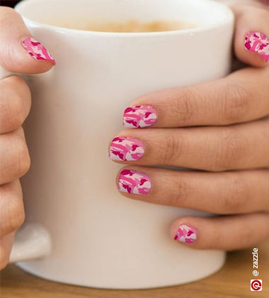 pink manicure designs - pink camouflage nails