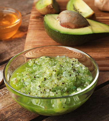 avocado and sugar mixed in a bowl