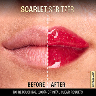 Before and after results of the Lakme Glitterati Lip Glaze, High Shine Lip Plumper Lip Gloss