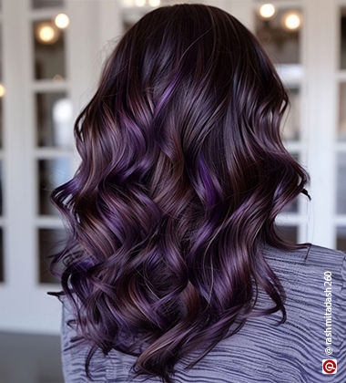 back profile of a purple highlights