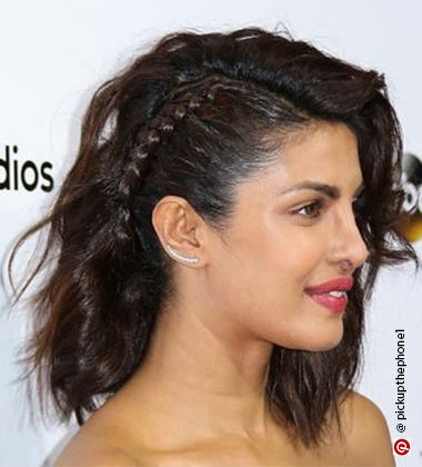 Priyanka Chopra’s wavy side part with braids
