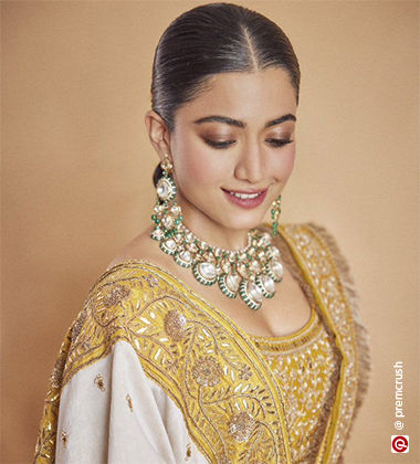 Rashmika Mandanna in golden makeup
