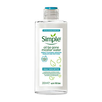 Simple Daily Skin Detox Oil Be Gone Micellar Water, The Face Shop Rice Water Bright Foaming Cleanser