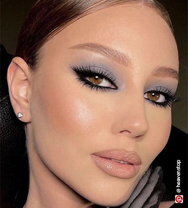 Woman wearing a grey eyeshadow makeup look