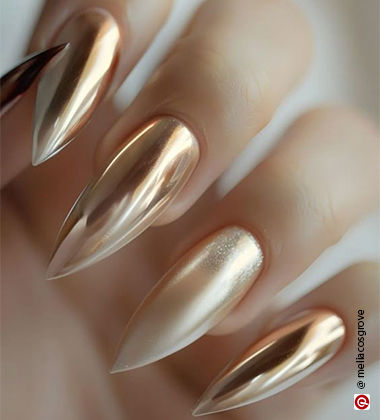 gold chrome nails