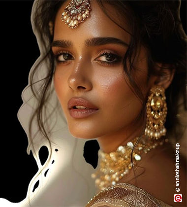 woman looking over her shoulder with a white background
