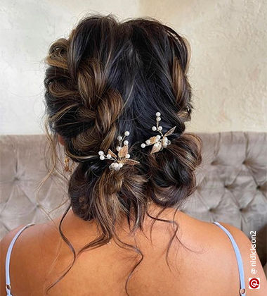 bridesmaid hairstyle - braided space buns