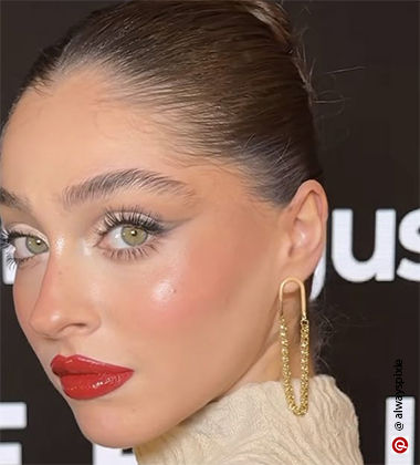 Woman wearing red lipstick