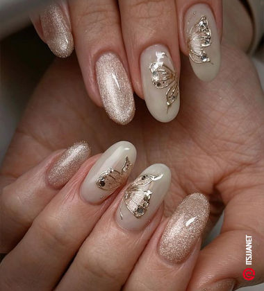 Butterfly Glitter Nail Art 