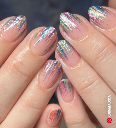 Striped Glitter Nail Art