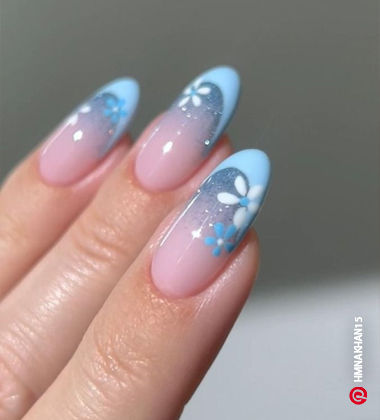 Floral Glitter Nail Art