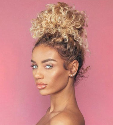 Pineapple Updo Curly Hairstyle
