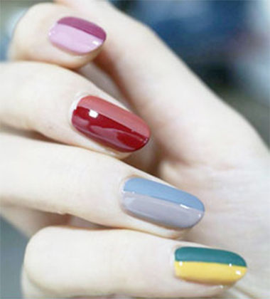 Half-and-half Nails - Korean nail art design
