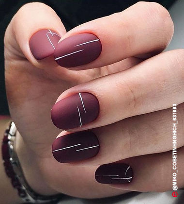 nail art designs matte - wine and lines