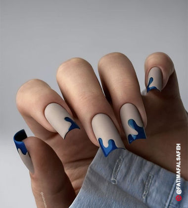 matte nail art ideas - Molten Sea