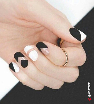 matte nail styles - love triangle