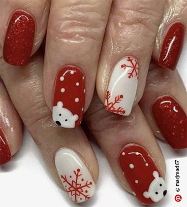 Polar Bear Christmas Nail Art