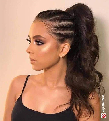 Ponytail With Crown Braids Hairstyle