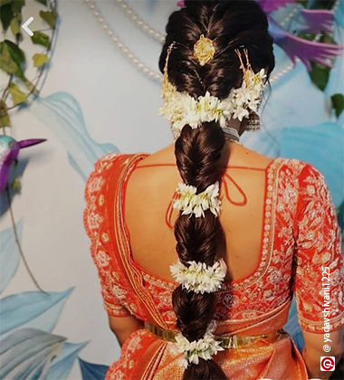 Braided Gajra Hairstyle For Long Hair