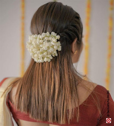 Bunched Up Gajra Hairstyle For Short Hair