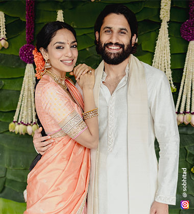 Sobhita Dhulipala and Naga Chaitanya Akkineni | simple engagement look for bride