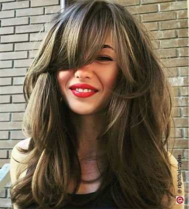 hair style for layer cut - side swept bangs