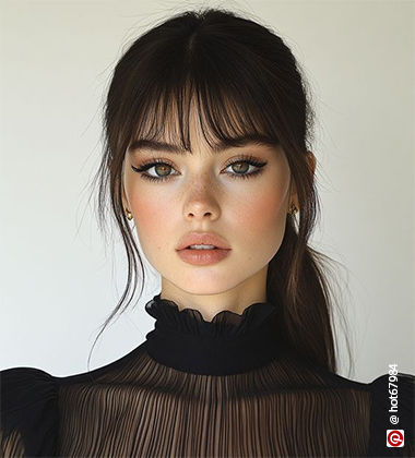 hairstyle ideas for straight hair with wispy bangs
