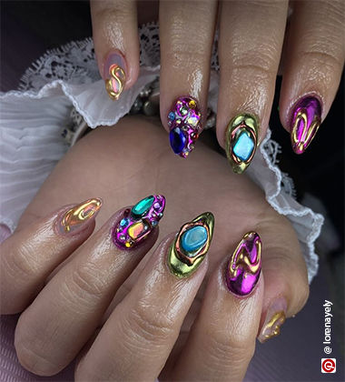 multi-coloured nails