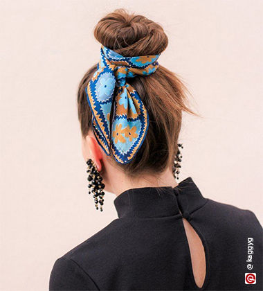 easy summer hairstyle - twist on top with a scarf