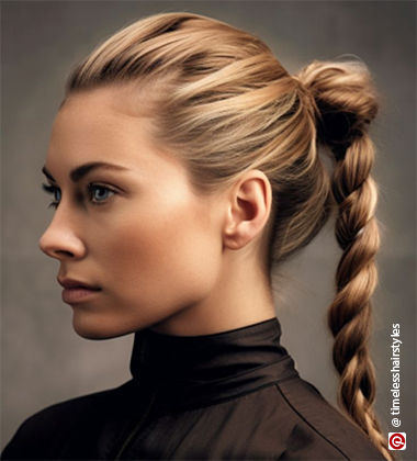 high pony with a tall braid summer hairstyle