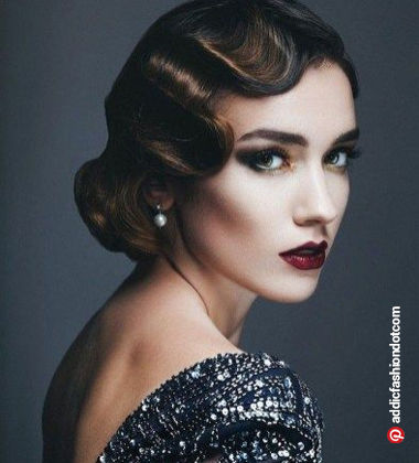 party wear hairstyle with gown - gatsby hairstyle