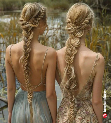 simple hairstyle for gown - fishtail braid