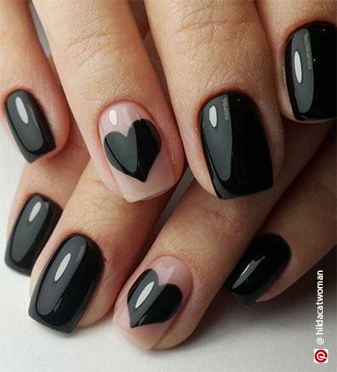 simple nail art design with stencilled hearts