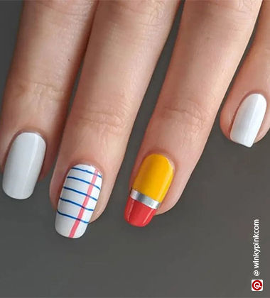 easy simple nail art designs - notebook nails 