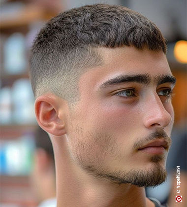 short hairstyles for men with thin hair - Caesar Cut