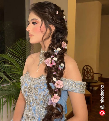 Woman wearing a blue dress
