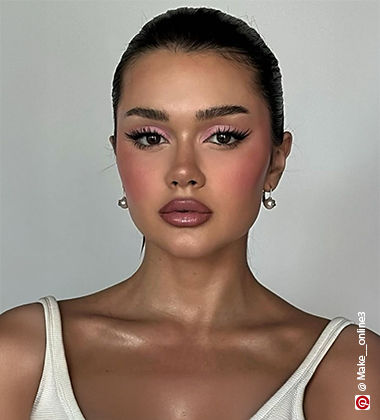 woman with pink makeup