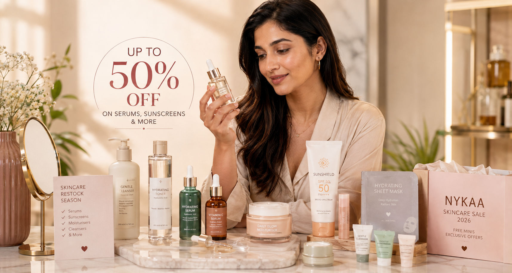 Nykaa Skincare Sale 2026: Up to 50% Off on Serums, Sunscreens & More