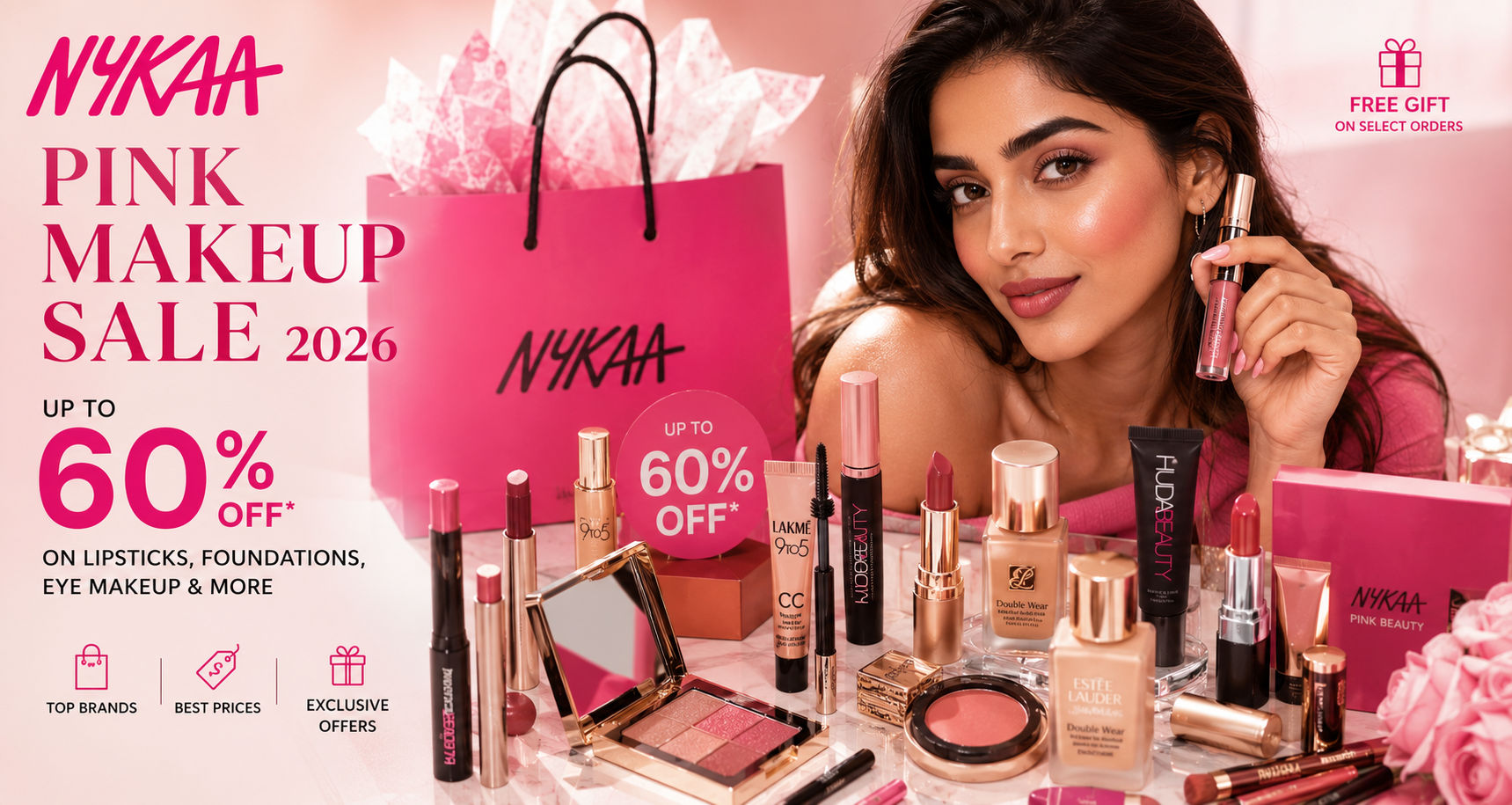 Nykaa Pink Makeup Sale 2026: Up to 60% OFF on Lipsticks, Foundations, Eye Makeup & More