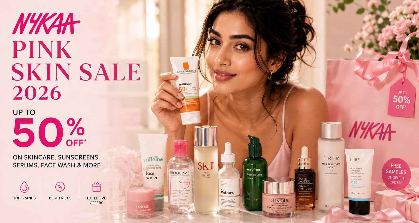 Nykaa Pink Skin Sale 2026: Up to 50% OFF on Skincare, Sunscreens, Serums, Face Wash & More