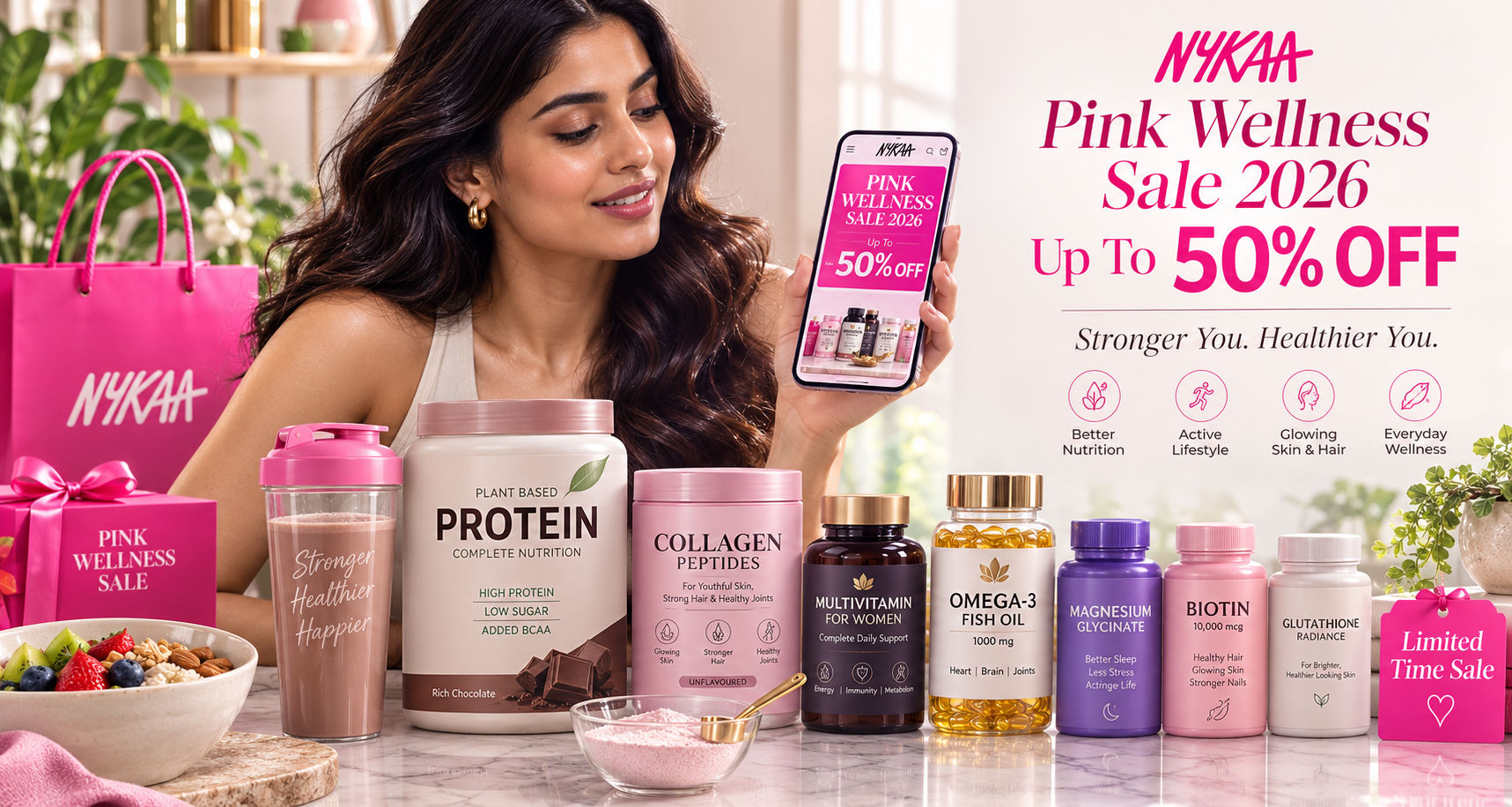 Nykaa Pink Wellness Sale 2026: Up to 50% OFF on Protein, Collagen, Multivitamins, Omega-3 & Wellness Supplements