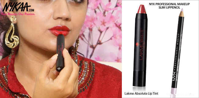 Festive red lips and bronze eyes - 5