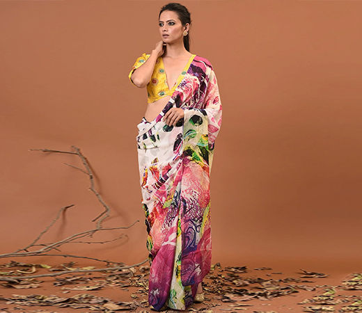 Keepsakes Saree with Unstitched Blouse with Unstitched