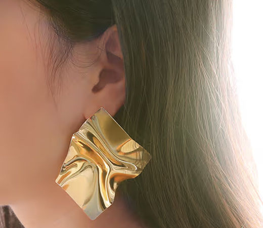 Gold-Toned Contemporary Studs Earrings